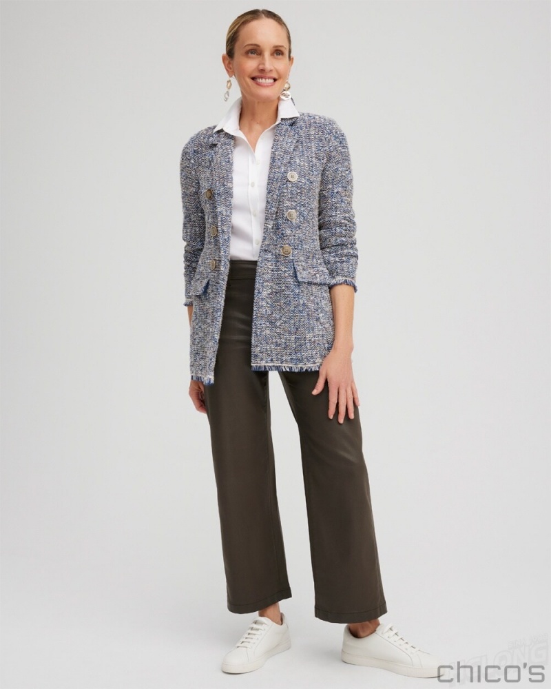 Chico's Tweed Blazer Sweaters Denim | 781-CKLGFU