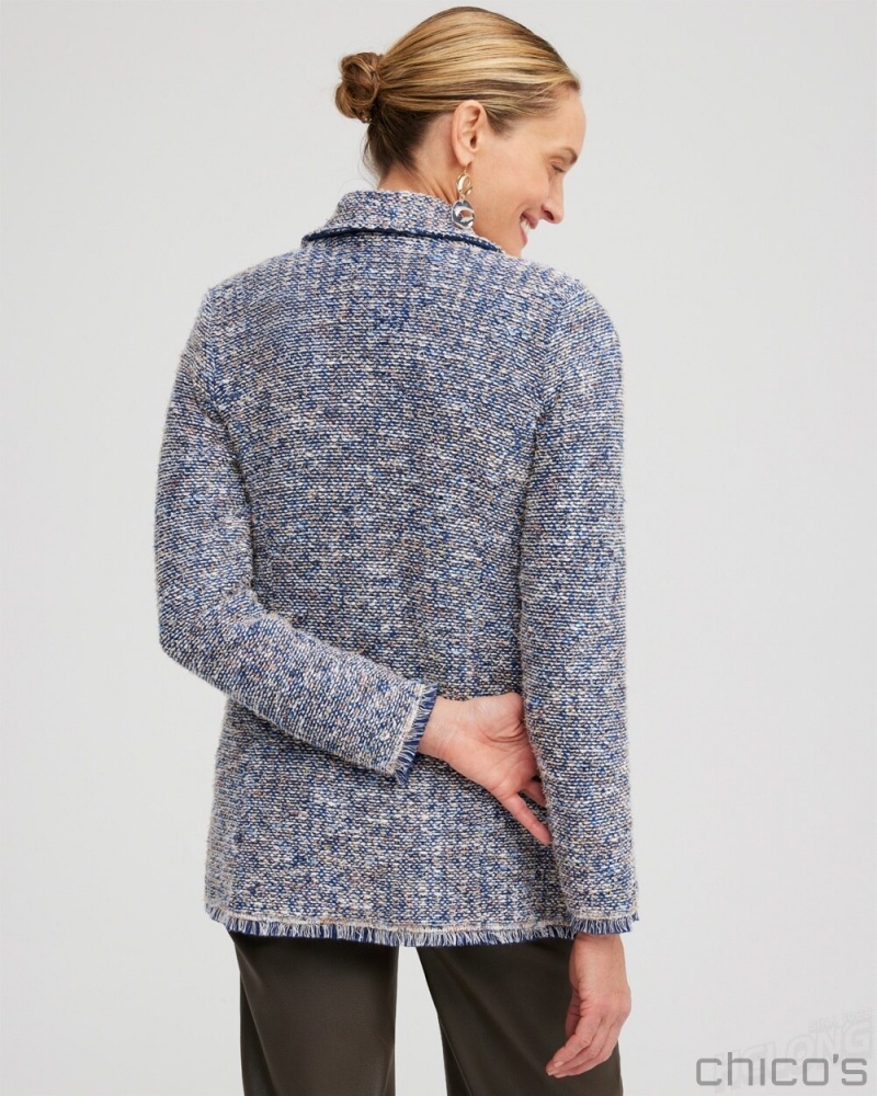 Chico's Tweed Blazer Sweaters Denim | 781-CKLGFU