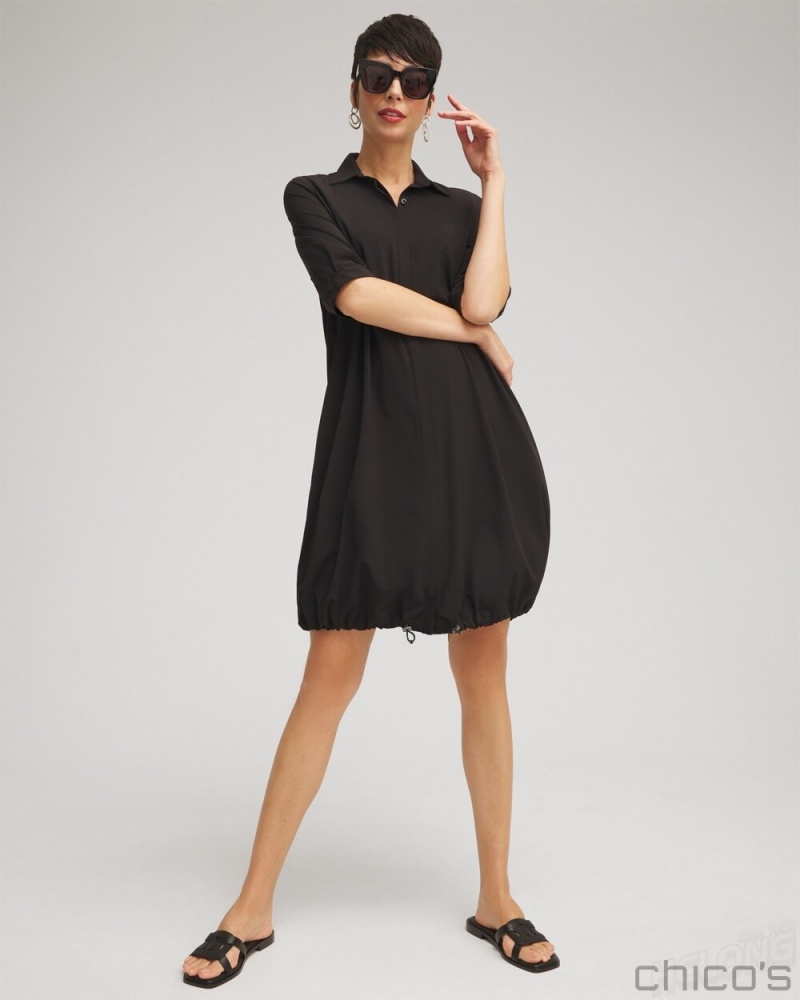 Chico's UPF Bungee Dress Dresses Black | 985-JPRADC