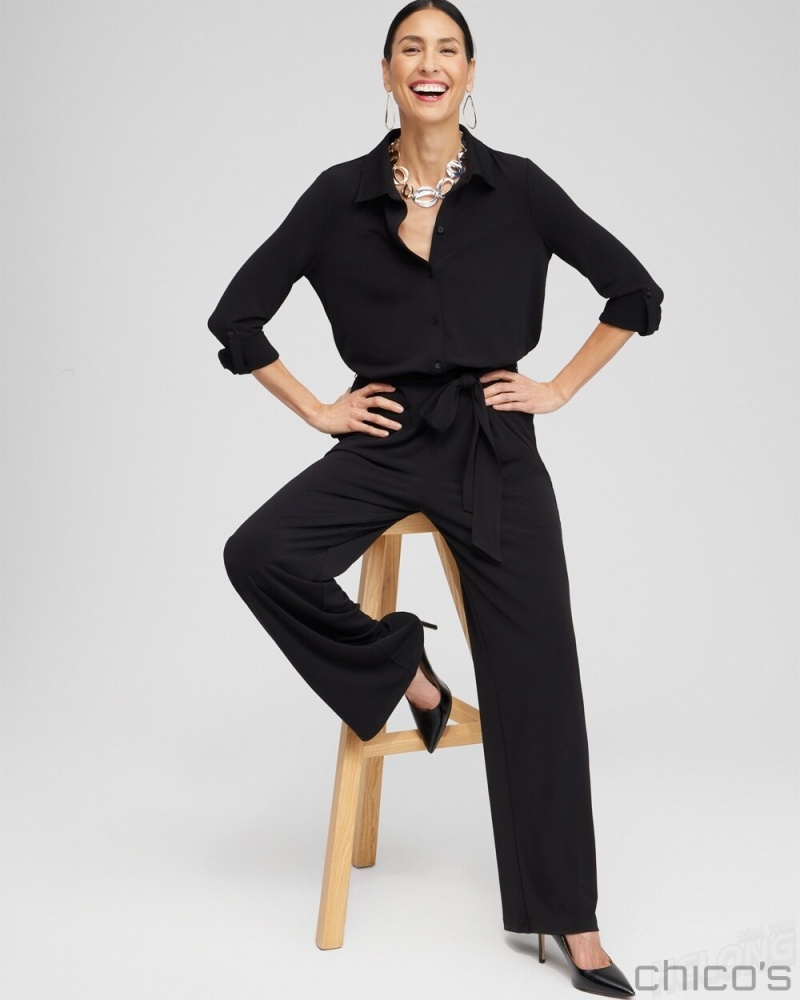 Chico's Utility Jumpsuit Dresses Black | 480-YRFLCB