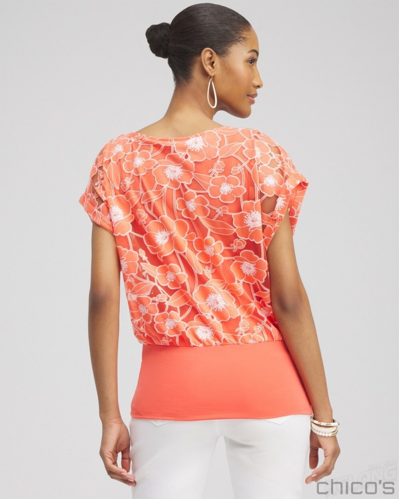 Chico's Warm Banded Hem Top Tees & Tanks Nectarine | 152-LHBDVR