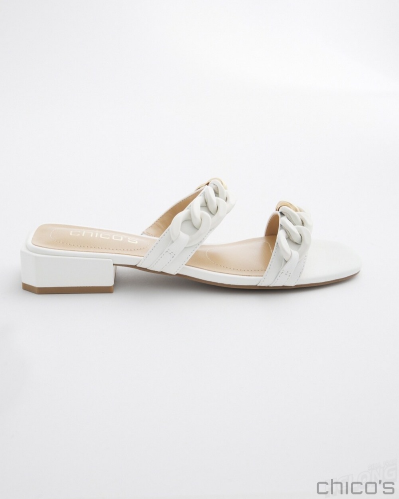 Chico's White Chain Link Sandals Shoes White | 149-ILDHCZ