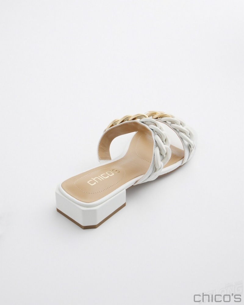 Chico's White Chain Link Sandals Shoes White | 149-ILDHCZ