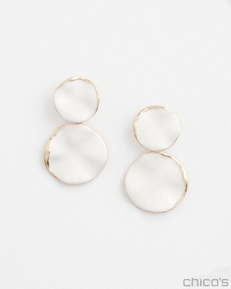 Chico\'s White Round Drop Earrings Earrings White | 082-VYICZW