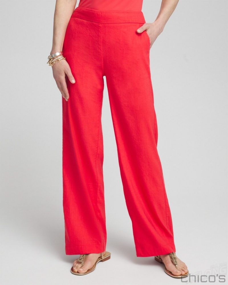 Chico\'s Wide Leg Linen Pants Pants Watermelon Punch | 528-KIMNXG