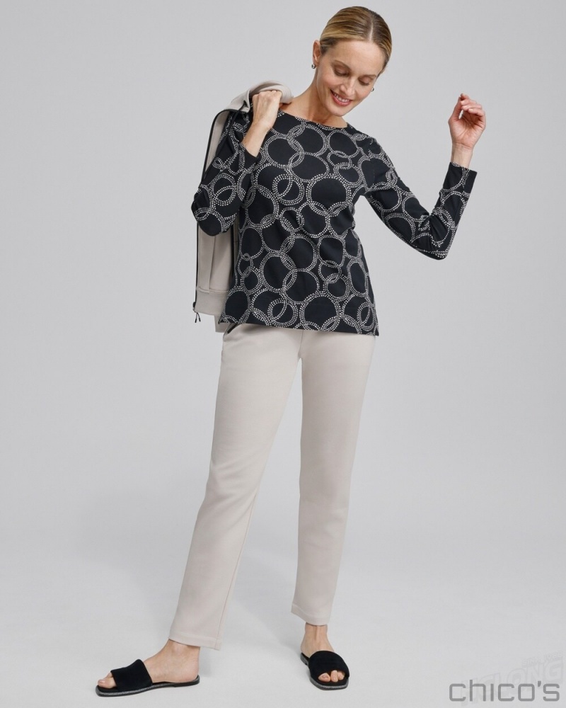 Chico's Zenergy Circle Print Pullover Tops Smokey Taupe | 246-HUTVPF