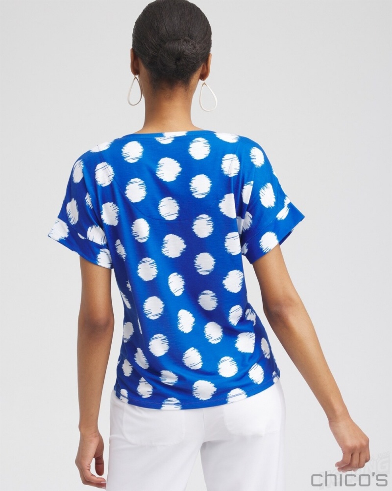 Chico's Zenergy Dots Drop Shoulder Tee Tees & Tanks Intense Azure | 362-HZYUPG