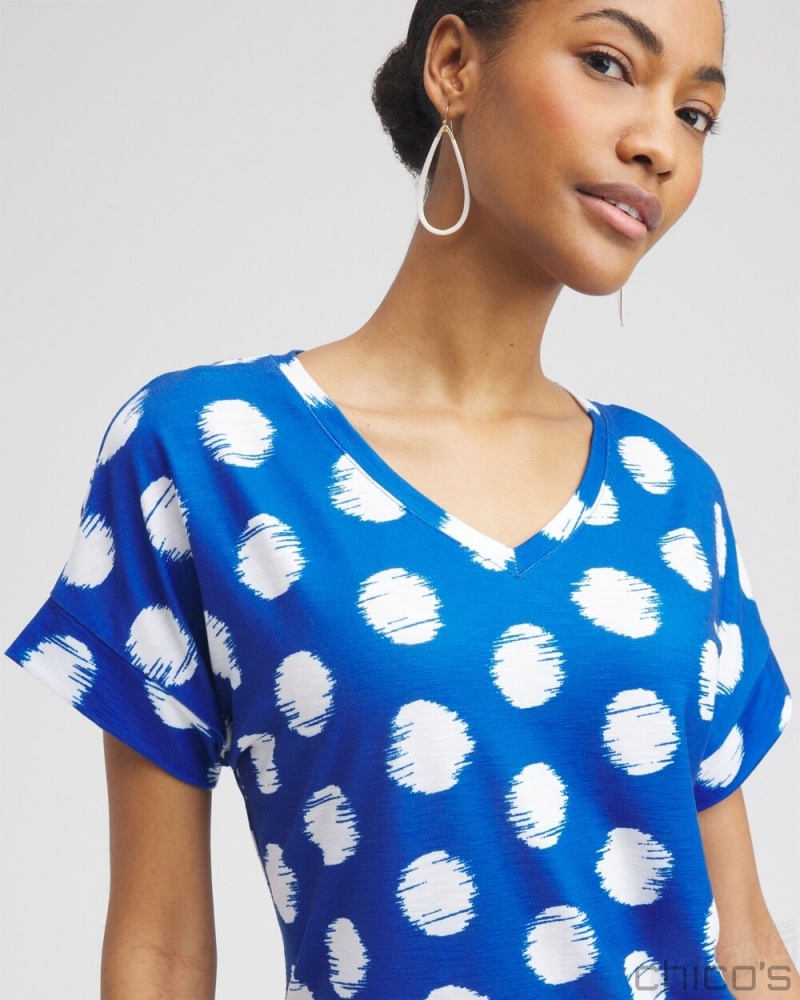 Chico's Zenergy Dots Drop Shoulder Tee Tees & Tanks Intense Azure | 362-HZYUPG