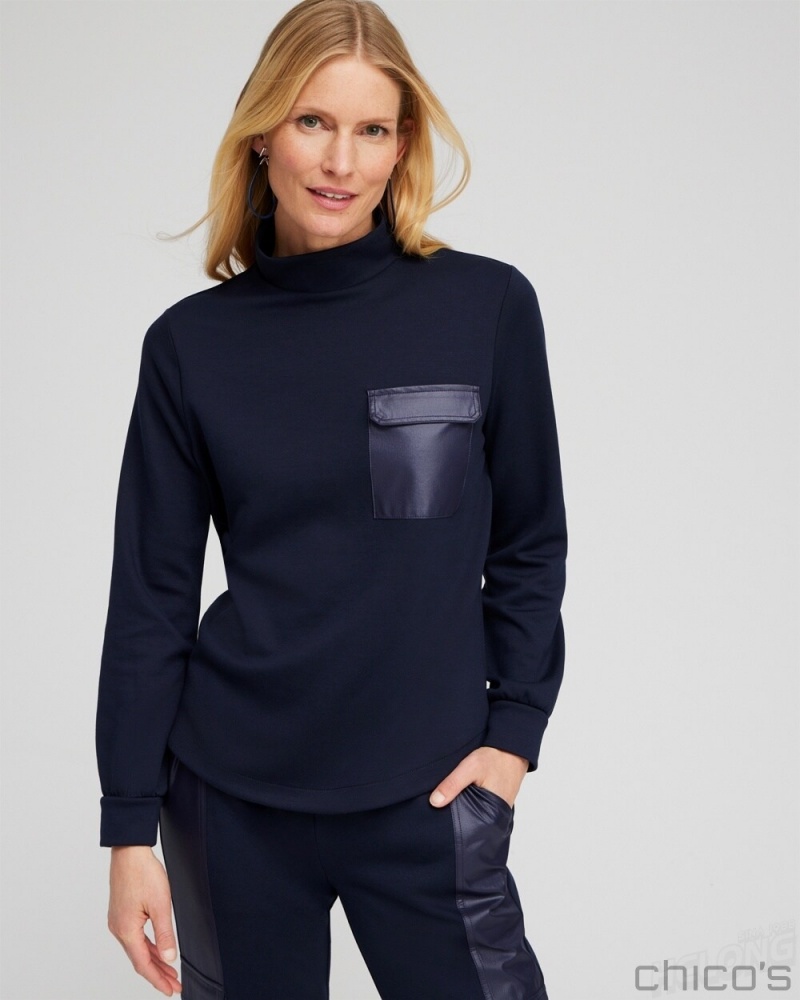 Chico's Zenergy Double Knit Top Tops Classic Navy | 670-GPURYW