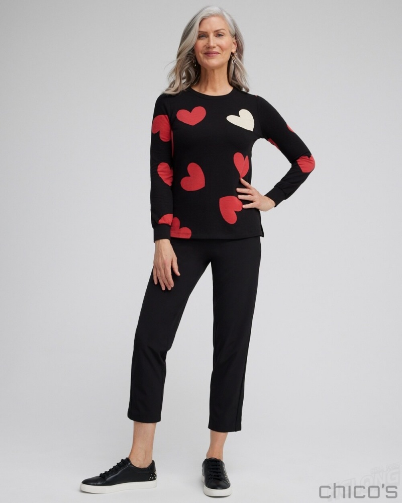 Chico's Zenergy Heart Print Pullover Tops Love Letter Red | 986-AIHOSQ