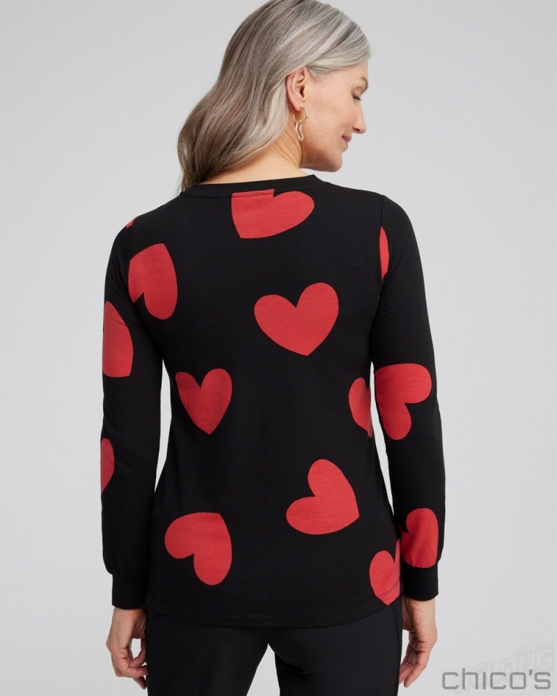 Chico's Zenergy Heart Print Pullover Tops Love Letter Red | 986-AIHOSQ