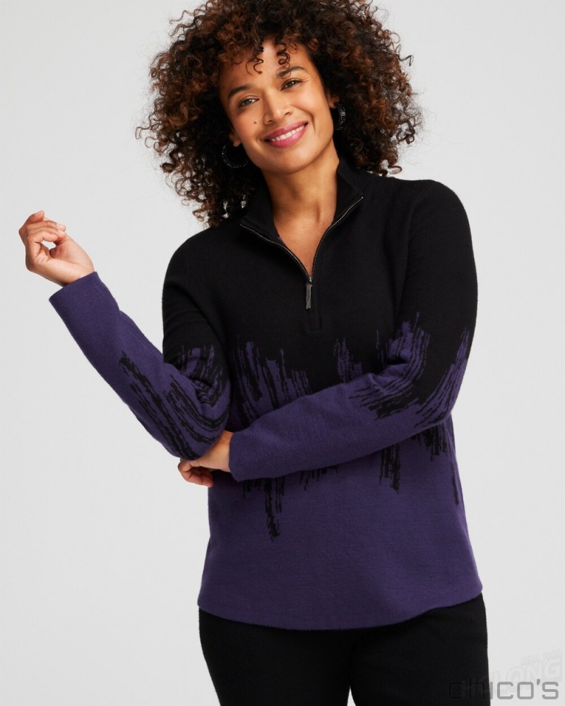 Chico's Zenergy Luxe Cashmere Blend Ombre Pullover Sweaters Dewberry | 315-BKGEHL