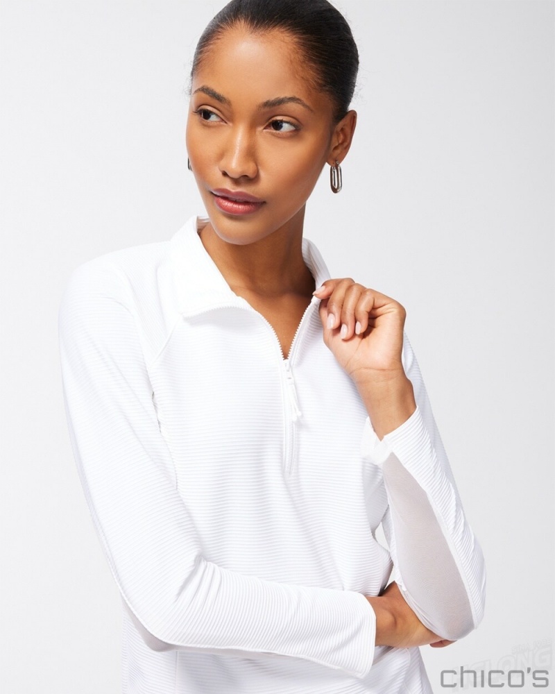 Chico's Zenergy Mesh Detail Zip Pullover Tops Twisted Ivy | 258-DPUFWA