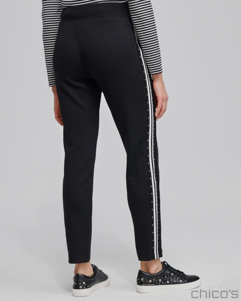 Chico's Zenergy Studded Double Knit Pants Pants Black | 164-AKIPEO