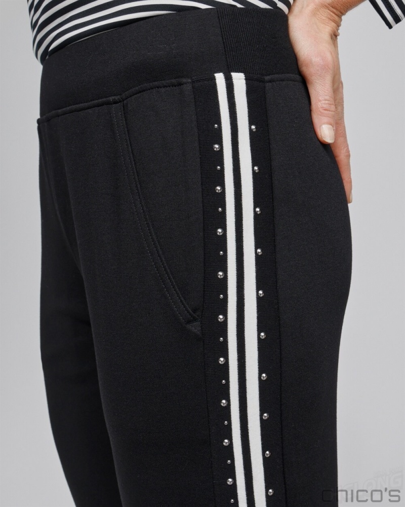 Chico's Zenergy Studded Double Knit Pants Pants Black | 164-AKIPEO