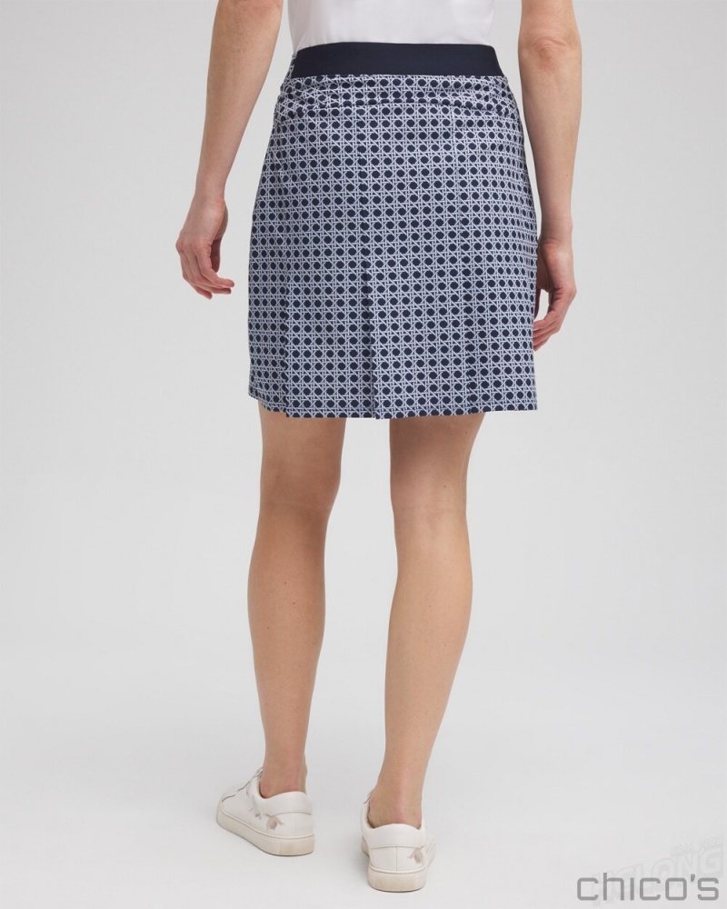 Chico's Zenergy UPF Cane Back Pleat Skort Dresses Classic Navy | 938-JQONEM