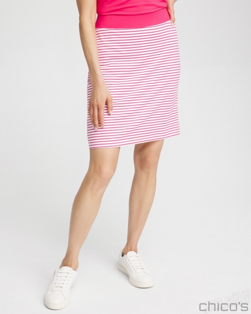 Chico\'s Zenergy UPF Knit Stripe Skort Dresses PINK BROMELIAD | 937-CSUWDG