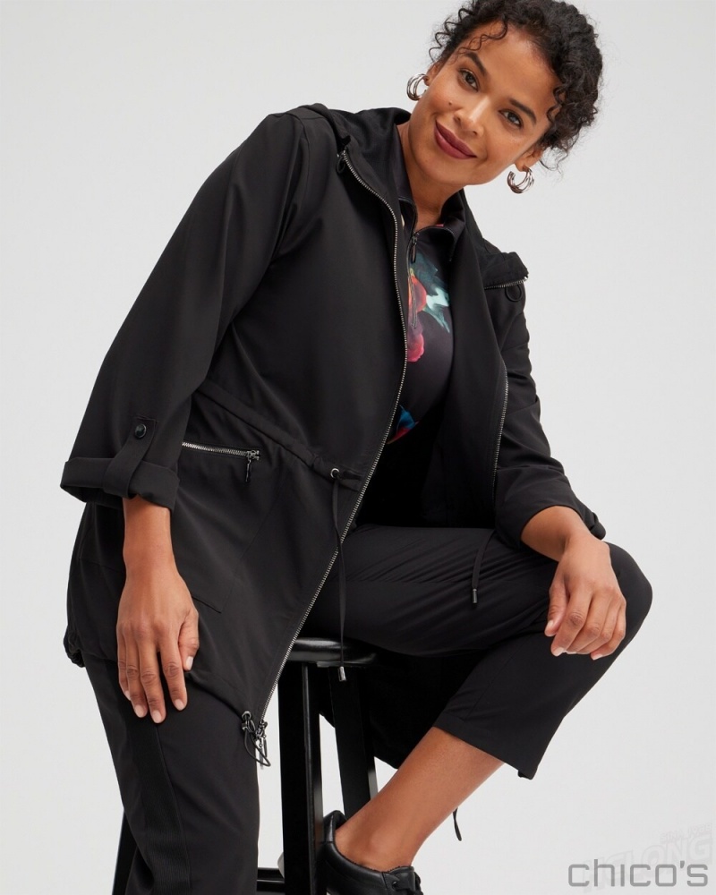 Chico's Zenergy UPF Neema Anorak Jacket Jackets & Coats Black | 820-VTMBPZ