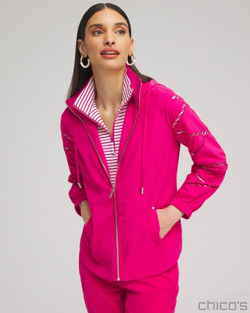 Chico's Zenergy UPF Neema Lattice Jacket Jackets & Coats Magenta Rose | 902-FUDCXE