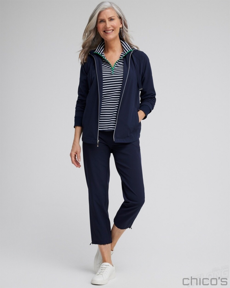 Chico's Zenergy UPF Neema Rib Mix Jacket Jackets & Coats Classic Navy | 463-XZYIBS