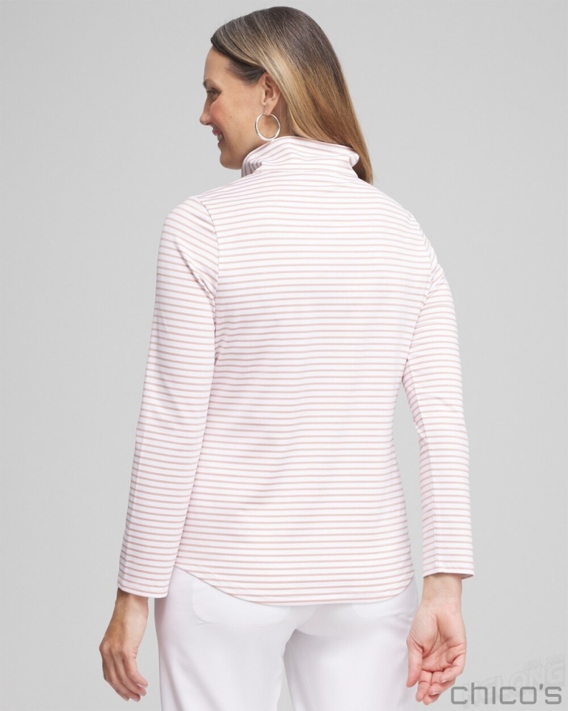 Chico's Zenergy UPF Stripe Long Sleeve Top Tops French Blush | 321-TMZQXW