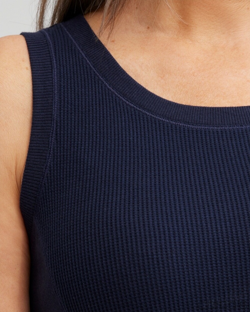 Chico's Zenergy Waffle Knit Tank Tops Classic Navy | 501-BEWHMN