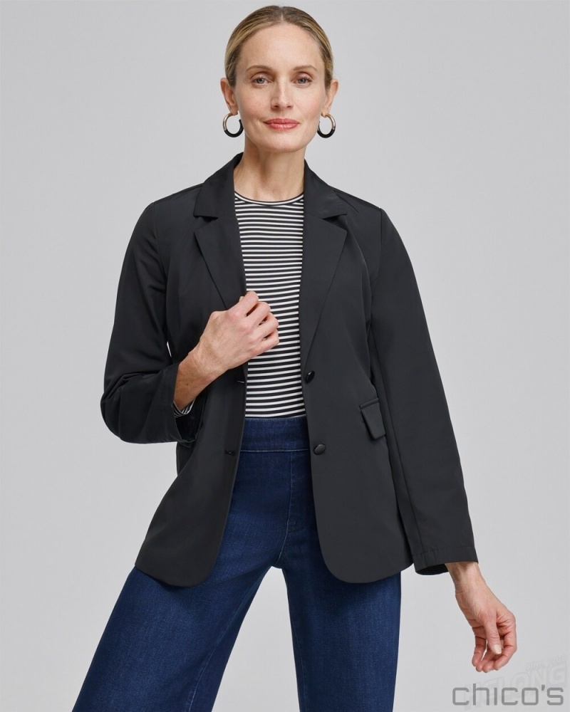 Chico's Zenergy Water Repellent Blazer Jackets & Coats Black | 685-AUTPFL