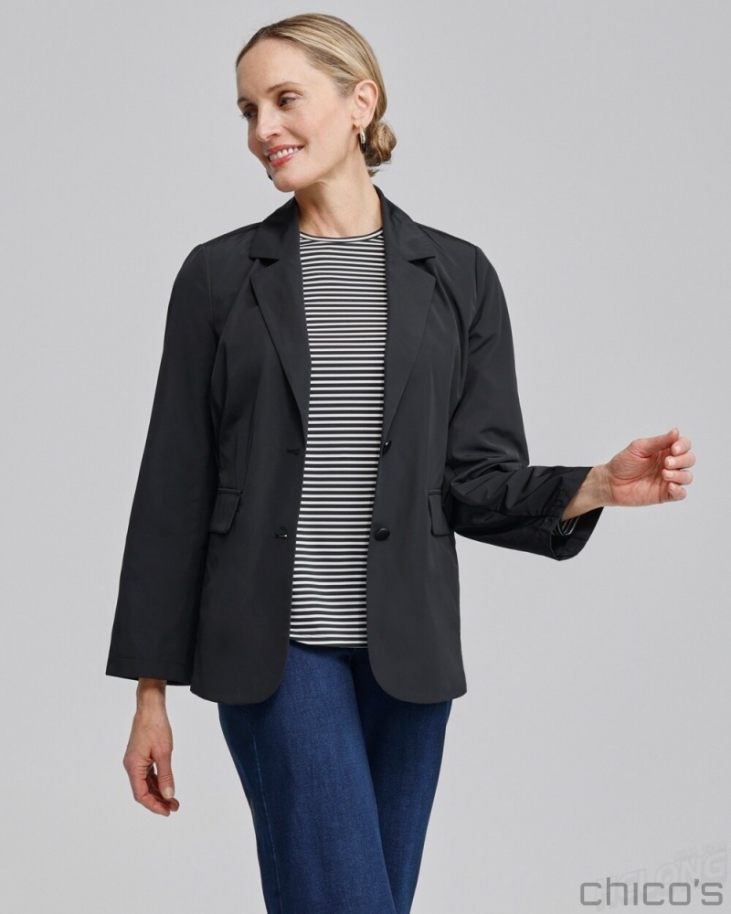 Chico's Zenergy Water Repellent Blazer Jackets & Coats Black | 685-AUTPFL