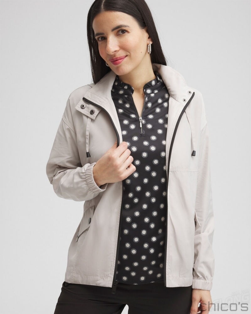 Chico's Zenergy Water Repellent Jacket Jackets & Coats Smokey Taupe | 547-WUGJRD