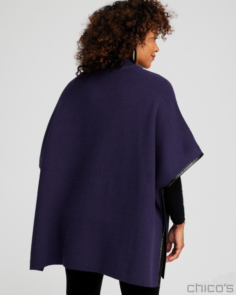 Chico's Zip Front Ruana Ponchos & Ruanas Dewberry | 529-ZHSPQG